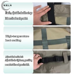 MBLN PVC Fishing Waders with Boots, 170T Nylon/Taslan Waterproof Waders, 15000mm Water Pressure, Anti-Slip PVC Boots