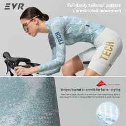 EVR Women's Cycling Jersey Long Sleeve High Stretch Cycling Shirt Breathable Sweat-Absorbent Road Cycling Top Cycling Jersey
