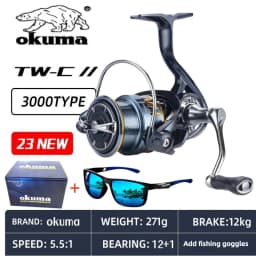 Okuma Original Seamless Spinning Wheel Fish Wheel, Models 1000-2500-5000, Equipped with Stylish Polarized Fishing Goggles