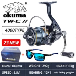 Okuma Original Seamless Spinning Wheel Fish Wheel, Models 1000-2500-5000, Equipped with Stylish Polarized Fishing Goggles