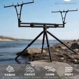 All-metal fishing rod holder, fast folding four-head European throwing rod, sea rod folding bracket, multi-angle