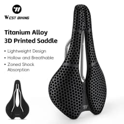 WEST BIKING 3D Printed Bike Saddle T700 Carbon Fiber Titanium Alloy Cr-Mo Seat Bow Comfort Cushion for Road Bike 145/150mm