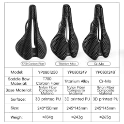 WEST BIKING 3D Printed Bike Saddle T700 Carbon Fiber Titanium Alloy Cr-Mo Seat Bow Comfort Cushion for Road Bike 145/150mm
