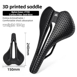 WEST BIKING 3D Printed Bike Saddle T700 Carbon Fiber Titanium Alloy Cr-Mo Seat Bow Comfort Cushion for Road Bike 145/150mm