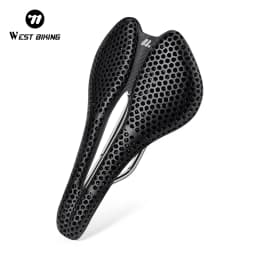 WEST BIKING 3D Printed Bike Saddle T700 Carbon Fiber Titanium Alloy Cr-Mo Seat Bow Comfort Cushion for Road Bike 145/150mm