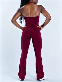 HISTELLO 2 Piece Gym Set Women Seamless Flare Leggings Sports Yoga Halter Neck Top Suit Backless Workout Fitness Sportswear Set