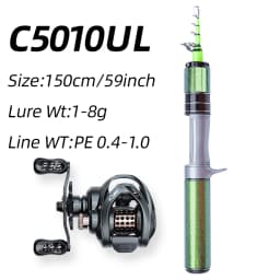 FISHINGFAN KUAISHA Super Short Telescopic Travel UL Carbon Portable Ultralight Solid Tip Fishing Rod
