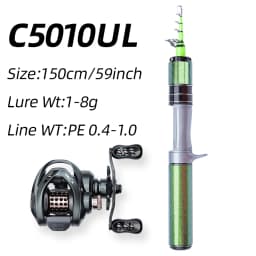 FISHINGFAN KUAISHA Super Short Telescopic Travel UL Carbon Portable Ultralight Solid Tip Fishing Rod