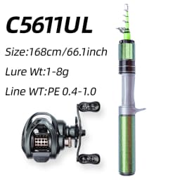 FISHINGFAN KUAISHA Super Short Telescopic Travel UL Carbon Portable Ultralight Solid Tip Fishing Rod