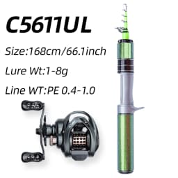 FISHINGFAN KUAISHA Super Short Telescopic Travel UL Carbon Portable Ultralight Solid Tip Fishing Rod