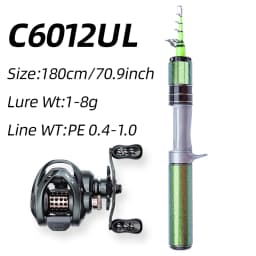 FISHINGFAN KUAISHA Super Short Telescopic Travel UL Carbon Portable Ultralight Solid Tip Fishing Rod