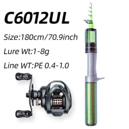 FISHINGFAN KUAISHA Super Short Telescopic Travel UL Carbon Portable Ultralight Solid Tip Fishing Rod