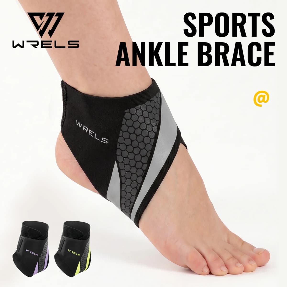 WRELS Ankle Brace Compression Sleeve Slim Fit Breathable Adjustable Basketball Running Football Gym Athletic Sport Ankle Support