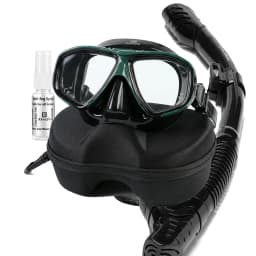 Adult Scuba Diving Mask Snorkel Set, Tempered Lens Dive with Antifog Spray, Swimming Glasses, Elastic Band, Gift Box