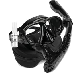 Adult Scuba Diving Mask Snorkel Set, Tempered Lens Dive with Antifog Spray, Swimming Glasses, Elastic Band, Gift Box