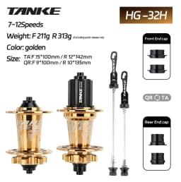 TANKE 120 Click MTB hub 6 Bearing 32 36 Holes Mountain Bike Front Rear QR Thru-axle Exchange Bicycle Disc Brake Hubs HG MS TH390