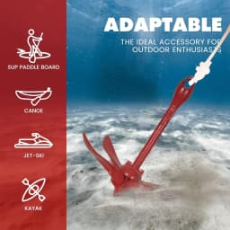 KOETSU Marine Kayak Anchor Kit - 5.5lb Folding Anchor, Suitable for Fishing Kayaks Folds for Easy Storage and Portability.