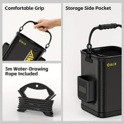 Fishing Rod Holder Bucket, EVA Portable Thickened Live Fish/Bait Bucket with Mesh Lid & Lanyard, Outdoor Camping Angling Gear