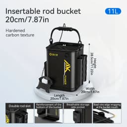 Fishing Rod Holder Bucket, EVA Portable Thickened Live Fish/Bait Bucket with Mesh Lid & Lanyard, Outdoor Camping Angling Gear