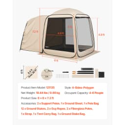 SucceBuy Screen House Tent Portable Screened in Canopy with Carry Bag Netting Sides for Car Camping Backyard Outdoor Activities