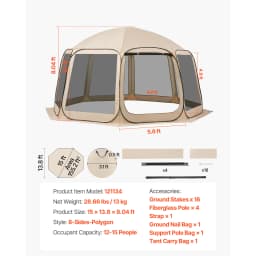 SucceBuy Screen House Tent Portable Screened in Canopy with Carry Bag Netting Sides for Car Camping Backyard Outdoor Activities