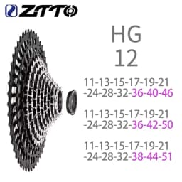 ZTTO Ultralight MTB HG Cassette 12S 276g-299g 11-46T 11-50T 11-51T Black-Silver CNC SLR3 12 Speed K7 Sprocket