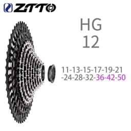 ZTTO Ultralight MTB HG Cassette 12S 276g-299g 11-46T 11-50T 11-51T Black-Silver CNC SLR3 12 Speed K7 Sprocket