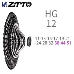 ZTTO Ultralight MTB HG Cassette 12S 276g-299g 11-46T 11-50T 11-51T Black-Silver CNC SLR3 12 Speed K7 Sprocket