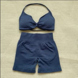 yoga Womens 2 Piece Yoga Set Strappy Seamless Sports Bra and High Waist Scrunch Shorts for Gym Workout and Fitness Training