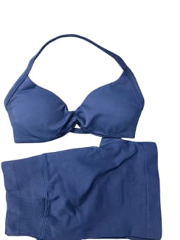 yoga Womens 2 Piece Yoga Set Strappy Seamless Sports Bra and High Waist Scrunch Shorts for Gym Workout and Fitness Training