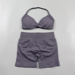 yoga Womens 2 Piece Yoga Set Strappy Seamless Sports Bra and High Waist Scrunch Shorts for Gym Workout and Fitness Training