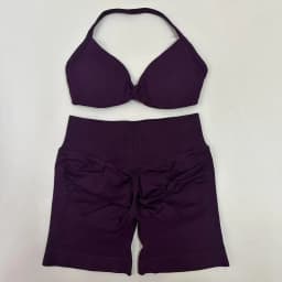 yoga Womens 2 Piece Yoga Set Strappy Seamless Sports Bra and High Waist Scrunch Shorts for Gym Workout and Fitness Training