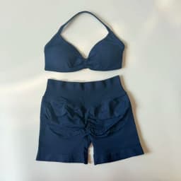 yoga Womens 2 Piece Yoga Set Strappy Seamless Sports Bra and High Waist Scrunch Shorts for Gym Workout and Fitness Training