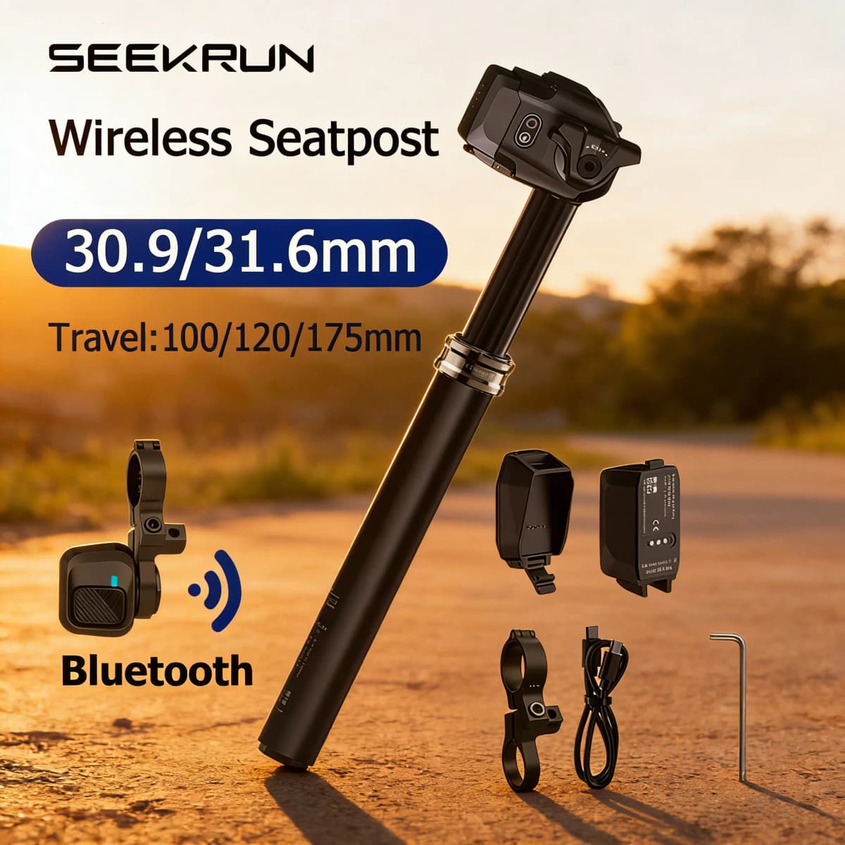 SEEKRUN S7 MTB Wireless Seatpost 30.9 31.6mm Electric Control Mountain Bicycle Seat Post 120 150 175mm Travel Dropper Seatpost