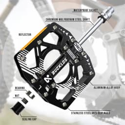 BUCKLOS Bicycle Pedal CNC Aluminium Non-Slip MTB Pedals Ultralight Mountain Bike Cycling Sealed Bearing Pedals Cycling Parts