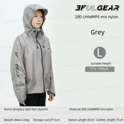 3F UL GEAR QingSuo Spilt Rain Poncho Outdoor Ultralight Sleeve Rain Coats 15D Nylon Waterproof Hiking Cycling Mountaineering