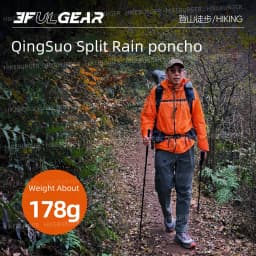 3F UL GEAR QingSuo Spilt Rain Poncho Outdoor Ultralight Sleeve Rain Coats 15D Nylon Waterproof Hiking Cycling Mountaineering