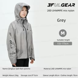 3F UL GEAR QingSuo Spilt Rain Poncho Outdoor Ultralight Sleeve Rain Coats 15D Nylon Waterproof Hiking Cycling Mountaineering