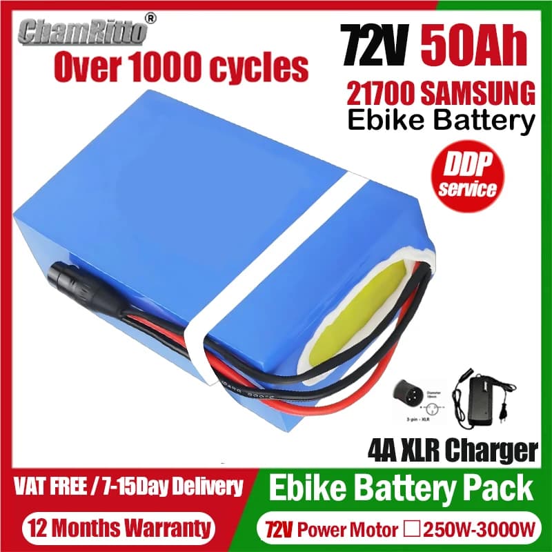 72V Electric Bicycle cham-rider 84V 3000w Bafang Battery 20ah 30ah 35ah 40ah 50ah Electric Bike E Scooter 21700 Lithium Battery