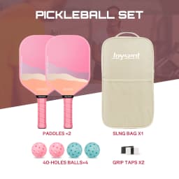 Joysent Fiberglass Pickleball Paddle Set 13mm Honeycomb Core For Men Women Beginners With 2 Rackets 4 Balls And 2 Sweatbands