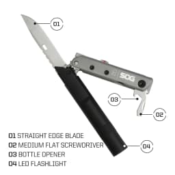 SOG BATON Q2 4 in 1 Multifunctional Tactical Pen Mini Pocket Tools EDC Compact Multi-Tool LED Flashlight Outdoor Survival Tools