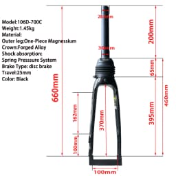 ZOOM Bicycle Fork Mountain MTB Road City Bike Fork Double Shoulder aluminium alloy Shock Absorber Front Fork 20inch Disk Brake