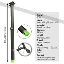 34.9mm DH Cycling Bicycle Seatpost For MTB Internal External Handle Wire Control 150//200mm Stroke Lifting Hydraulic Seat Tube