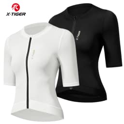X-TIGER Women Cycling Jersey Breathable MTB Road Bike Short Sleeve Summer UPF50+ UV Protection Black White Bicycle Clothing