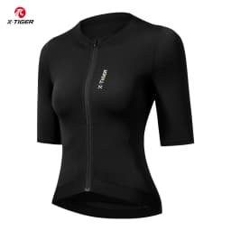 X-TIGER Women Cycling Jersey Breathable MTB Road Bike Short Sleeve Summer UPF50+ UV Protection Black White Bicycle Clothing