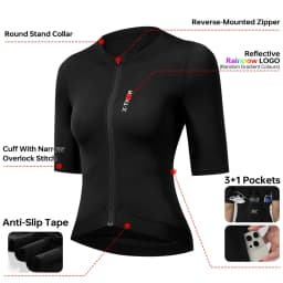 X-TIGER Women Cycling Jersey Breathable MTB Road Bike Short Sleeve Summer UPF50+ UV Protection Black White Bicycle Clothing