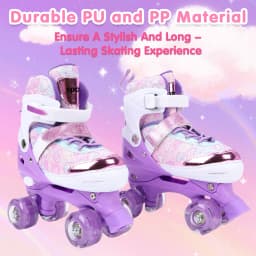 Tomshoo Roller Skates for Kids Girls Ages 6-12 4Size Adjustable Flashing Wheel ABEC Bearing Triple Protection for Outdoor Indoor