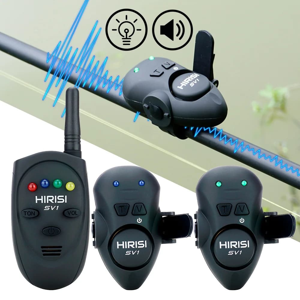 Hirisi Fishing Bait Alarm Set With Portable Case Luminous Fishing Bite Indicator Carp SV1 Fising Accessories