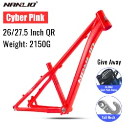 NANLIO XR550 Dirt Jump Bike Frame 26 27.5 Inch Aluminum Alloy MTB Hardtail Frame QR Pump Track 4X with Seatpost Clamp