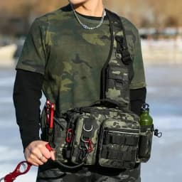 New Large Capacity Fishing Gear Bag One Shoulder / Waist Bag / Crossbody Three-in-One Fishing Rod Storage Bag